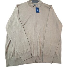 Club Room Men's Light Beige Full-Zip Knit Sweater